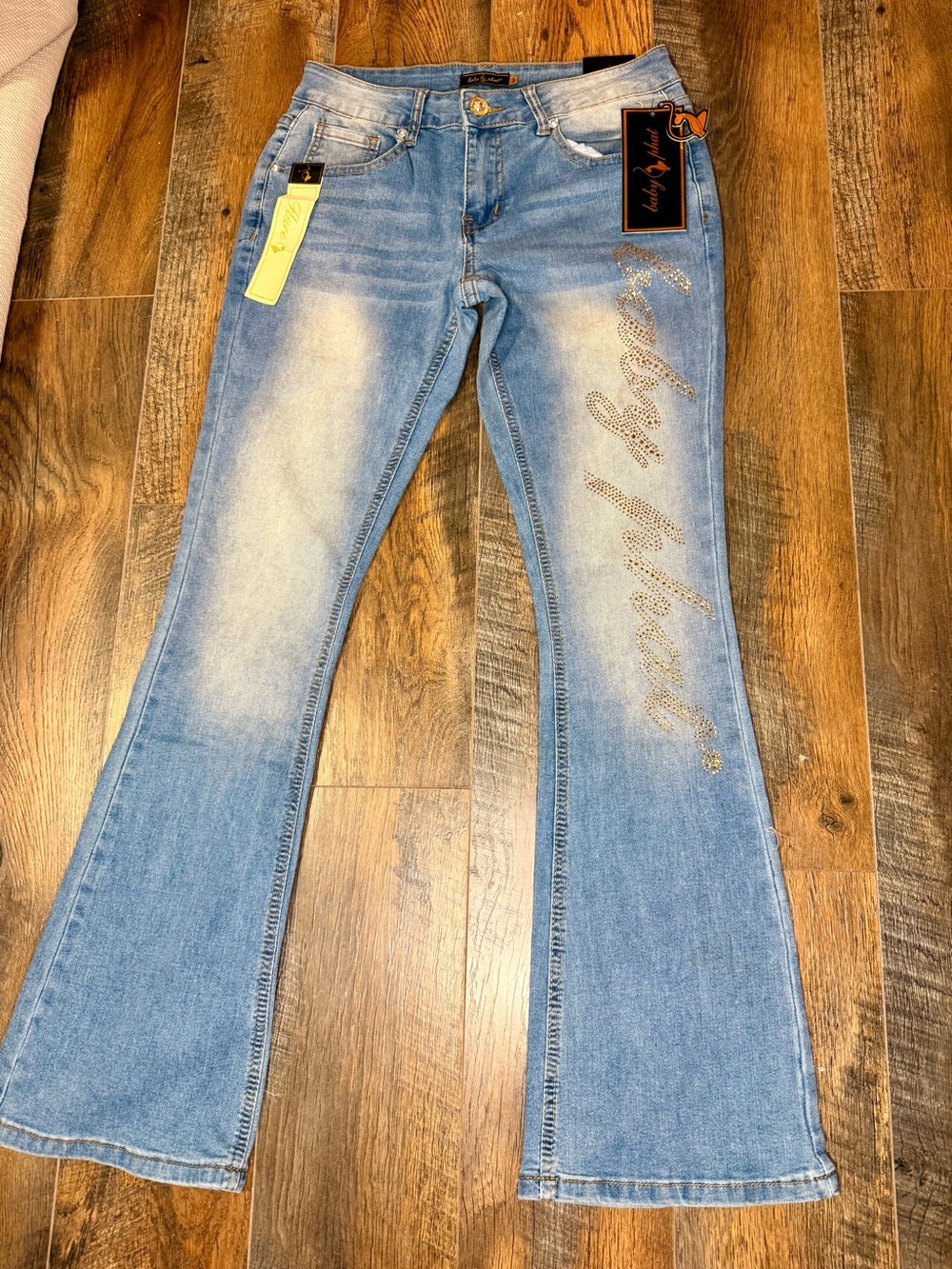Baby Phat Crystal Logo Flare Jeans